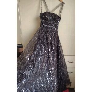 VTG 50s Lace Prom Dress Nip Waist Full Skirt Pinup Whimsigoth Mid Century 60s